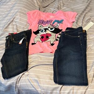 Old Navy Pink Tee with Raccoon Graphic